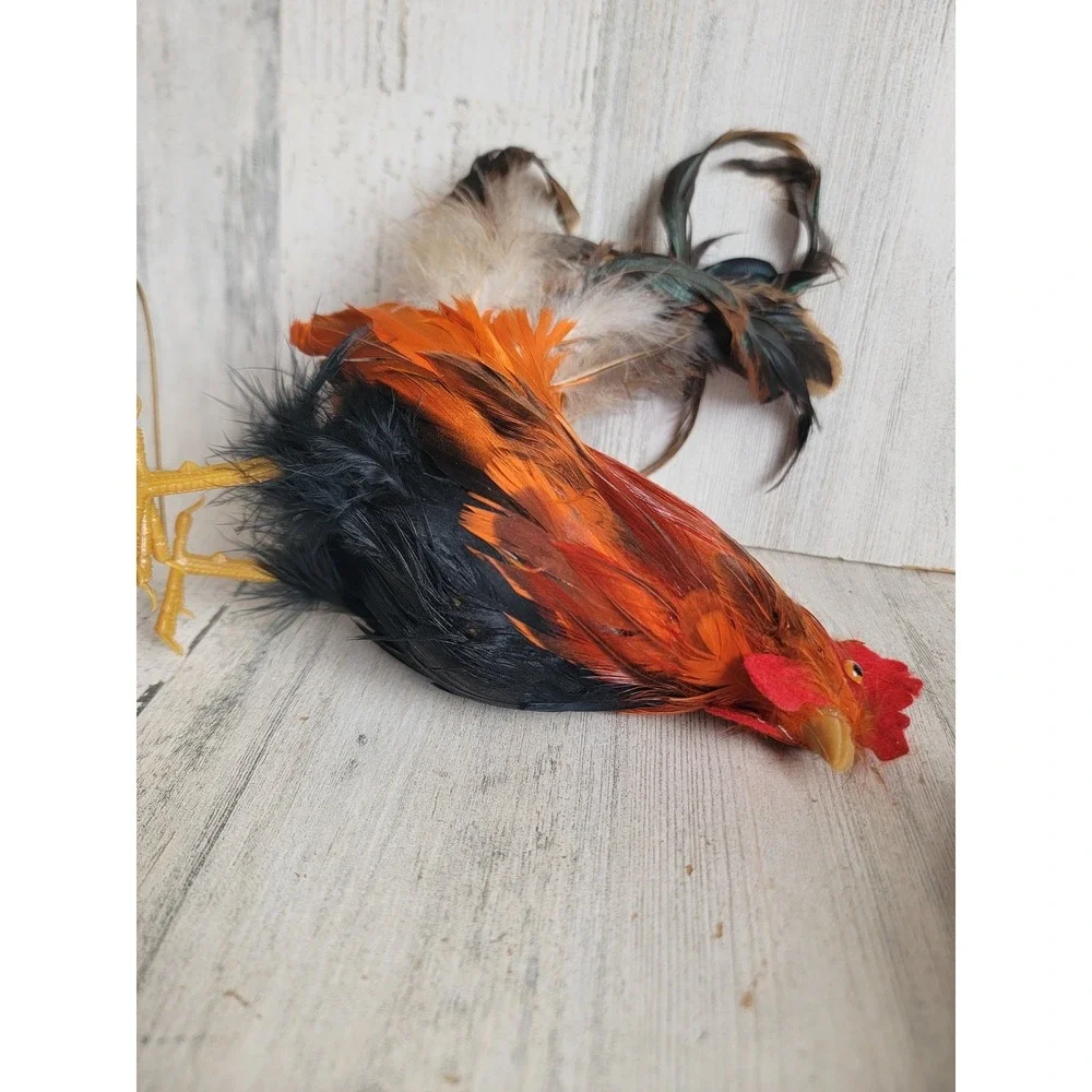 Realistic faux hen rooster feather unique vintage farm home decor